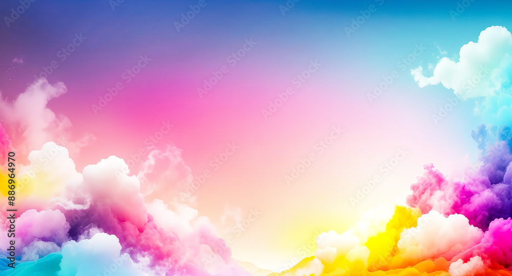 Sticker Colorful Dreamy Sky With Clouds