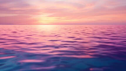 Fototapeta premium A sunset scene over a expansive water body with the sun sinking into the horizon