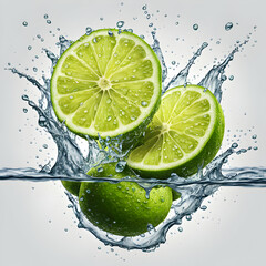 A group of limes falling into the water