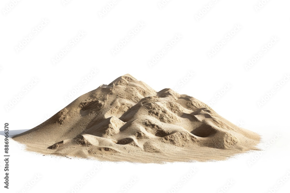 Poster a single pile of sand sits on a white surface, perfect for use in illustrations about simplicity or 