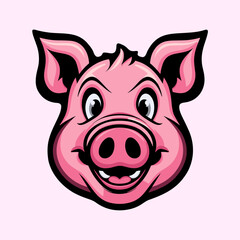 Cartoon Character of a Pig vector logo .Cartoon piggy in esport style logo illustration