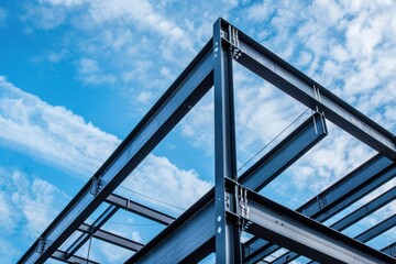 Steel Frame Construction Against a Blue Sky