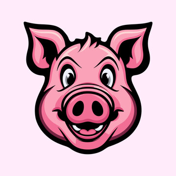Cartoon Character of a Pig vector logo .Cartoon piggy in esport style logo illustration
