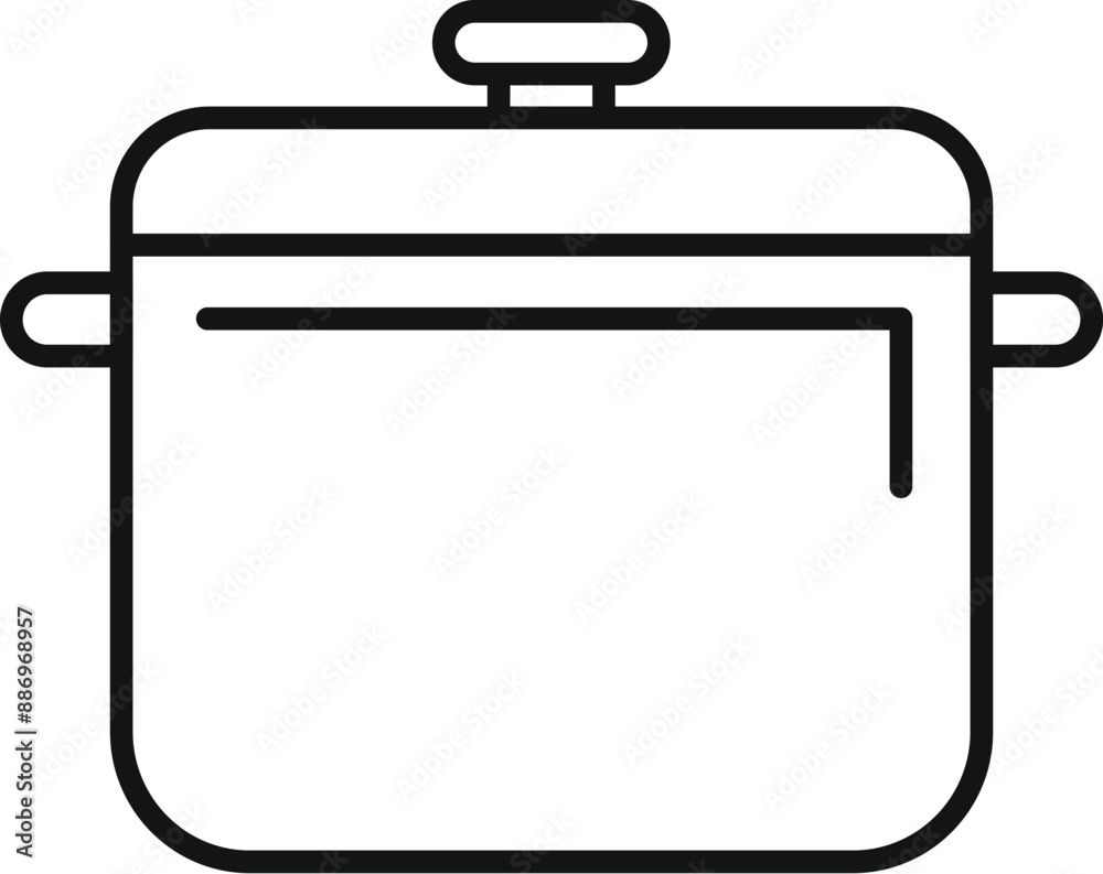 Canvas Prints simple black and white line drawing of a cooking pot with lid on, great for recipes, blogs, and webs