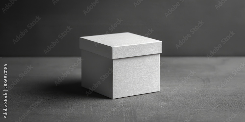 Poster A simple white box sitting on top of a table with a neutral background