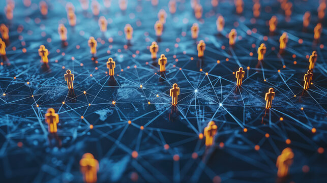 Concept of professional social network, connections between people