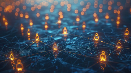 Concept of professional social network, connections between people