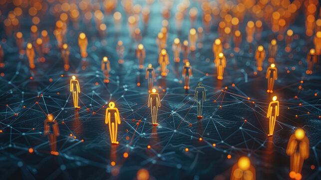 Concept of professional social network, connections between people