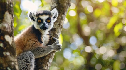 Obraz premium Curious Lemur in the Jungle
