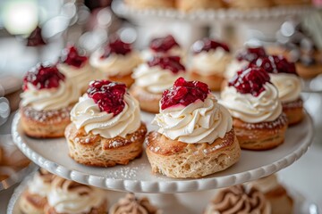 Scones with jam and cream floating elegantly