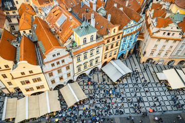 Prague, Czech Republic - City buildings and astronomical clock in Prague Square