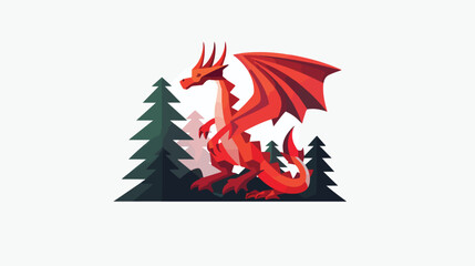 Obraz premium Dragon Fir Logo flat vector style isolated on white background