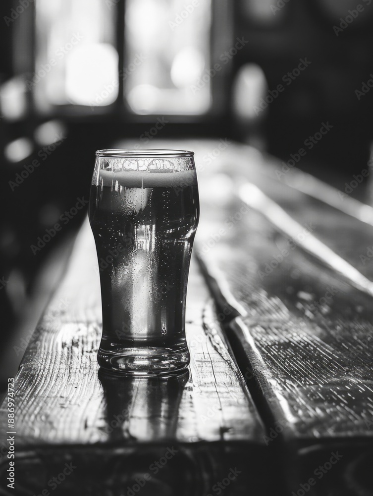 Poster beer on wooden table