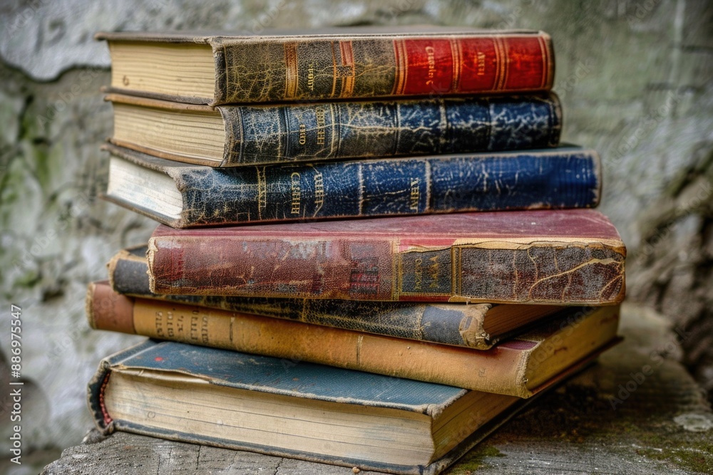 Poster a collection of books stacked on top of each other