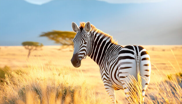 Zebras in einer afrikanischen Landschaft 