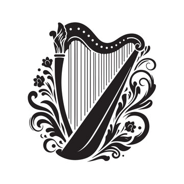 recommend clip art: Harp silhouette vector illustration