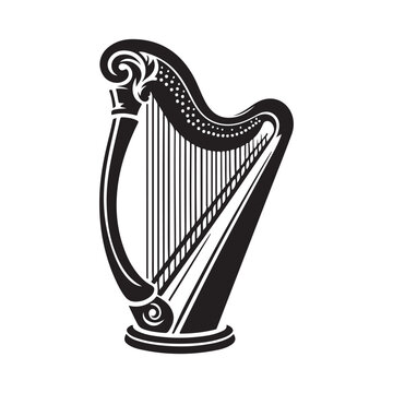 recommend clip art: Harp silhouette vector illustration