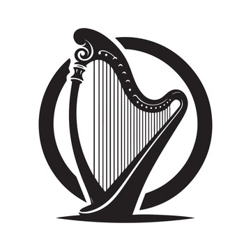 recommend clip art: Harp silhouette vector illustration