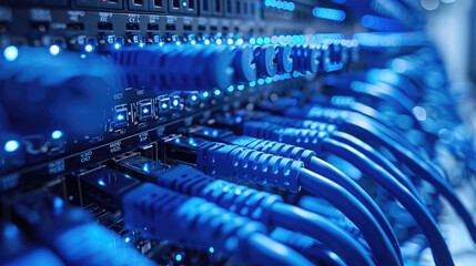 connecting network cables to computer server