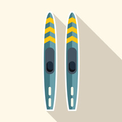 Pair of water skis is shown, ready for an exhilarating day of water skiing