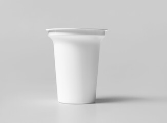 White Plastic Yoghurt Jar With Foil Cover container with foil cap for dessert, yogurt, ice cream, sour cream, snack, butter, margarine or cheese, Mock Up Template 3D rendering 3D illustration