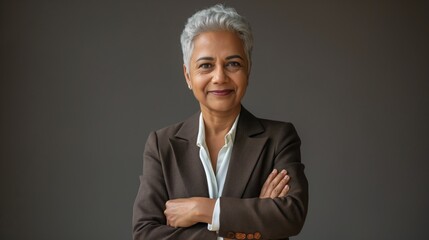 Confident Bangladeshi Businesswoman Portrait in Formal Brown Suit for Professional Use and Diversity Representation