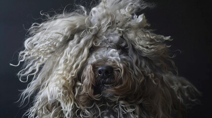 Portrait of A Puli Dog with gorgeous hair