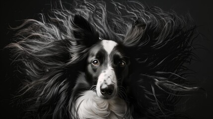 Fototapeta premium Portrait of A Border Collie with gorgeous hair