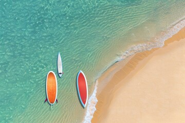 Obraz premium Paddling on a SUP board on a lake at sunny day. Stand up paddle boarding - awesome active outdoor recreation.. Beautiful simple AI generated image in 4K, unique.