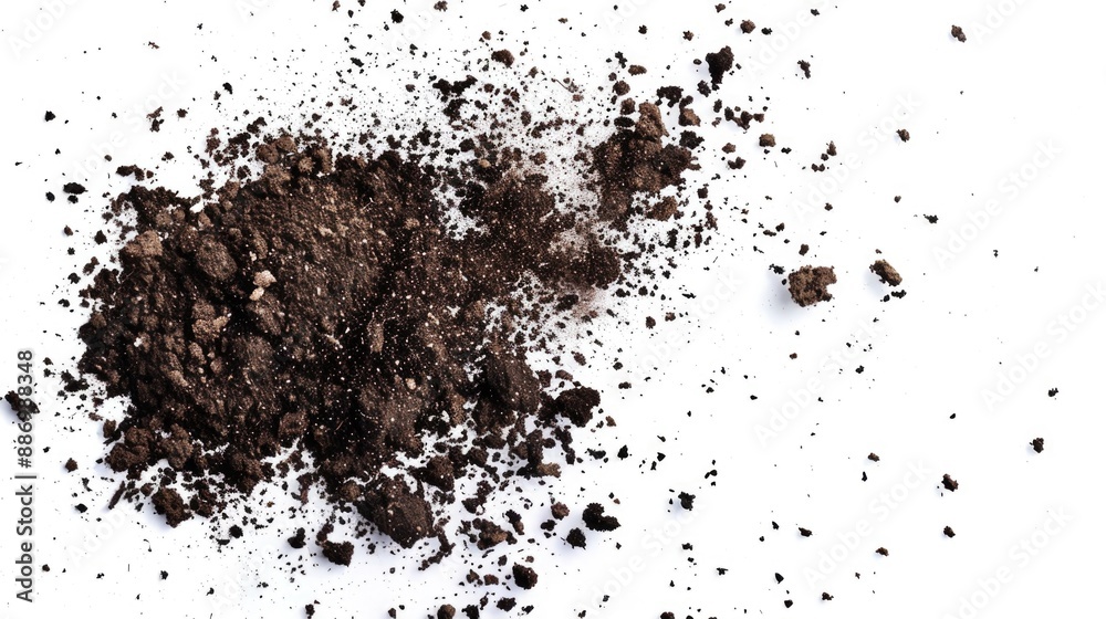 Aufkleber a small mound of dirt sits on a clean and empty white surface