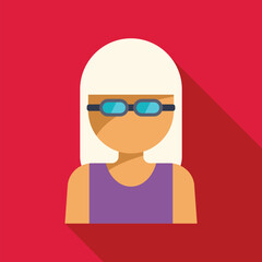 Female swimmer wearing swimsuit and goggles getting ready for competition