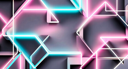 Abstract Geometric Pattern with Neon Lights