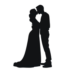 silhouette of bride and groom isolated