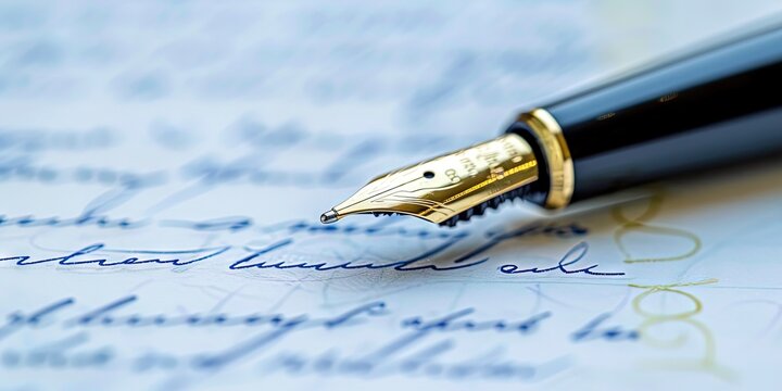 elegant pen on piece of paper with cursive handwriting