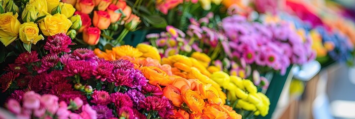 Colorful floral arrangement of flowers for sale at the farmer's market