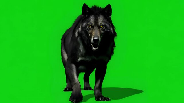 Werewolf moving and walking against a green background