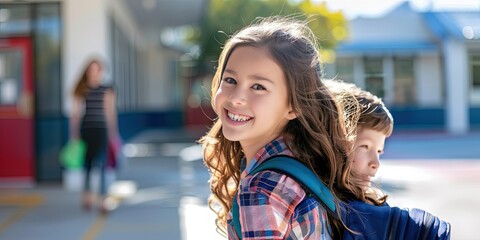 First day of primary school for young student