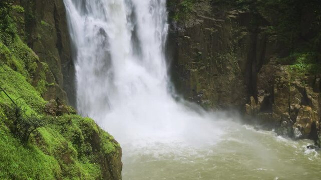 Close-up View of majestic Haew Narok Waterfall in Khao Yai National Park, Thailand. A Natural Wonder.