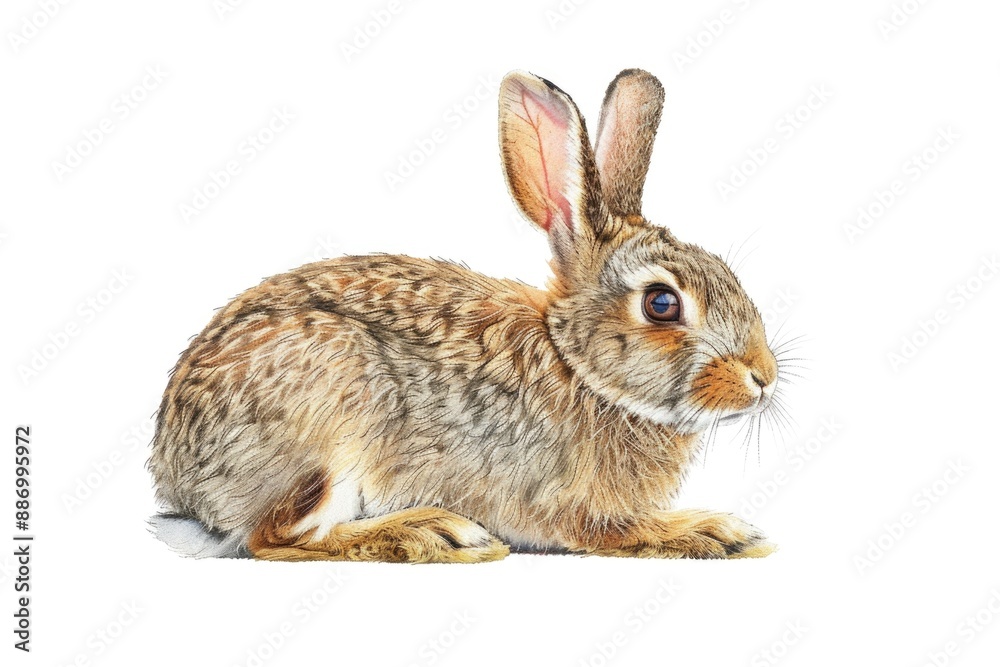 Poster a close-up photo of a rabbit sitting on a white surface, with a simple and clean background