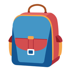 School backpack, school bag, vector cartoon illustration