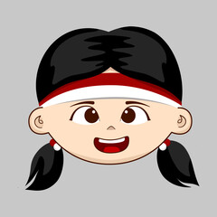 A girl wear Indonesian red and white flag headbands