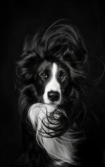 Fototapeta premium Portrait of A Border Collie with gorgeous hair