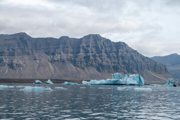 Stranded Iceberg broken off from glacier field floating around in Jokulsarlon in Iceland