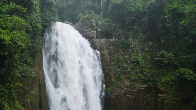 Close-up View of majestic Haew Narok Waterfall in Khao Yai National Park, Thailand. A Natural Wonder.