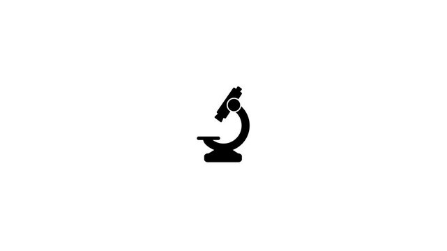 Scientific laboratory microscope sign, biological laboratory microscope icon. logotype animation background