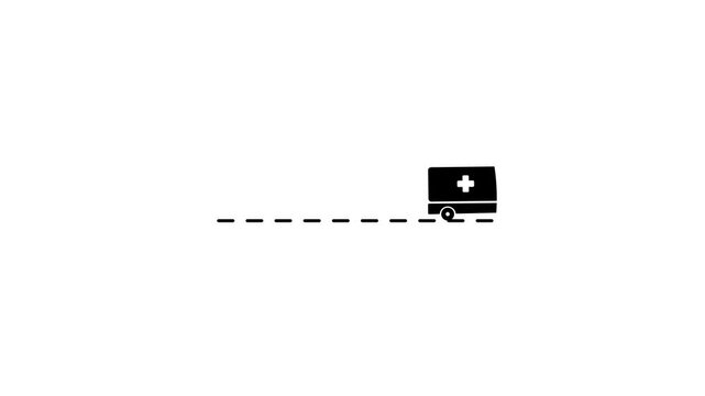 Medical ambulance vehicle icon, City ambulance icon, Emergency truck Medical Shipment raster icon animation.