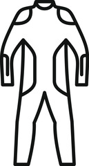 Line drawing of a protective diving suit, ensuring safety and freedom of movement for underwater exploration