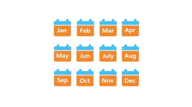 12 month calender icon, calendar icon, 12 month on calender, 12 months of the year, calendar months of year.