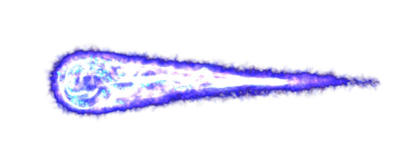 Realistic Blue Meteor, comet or fireball, transparent. Meteorite, an asteroid in motion, burns. Png