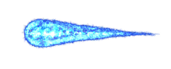 Realistic Blue Meteor, comet or fireball, transparent. Meteorite, an asteroid in motion, burns. Png